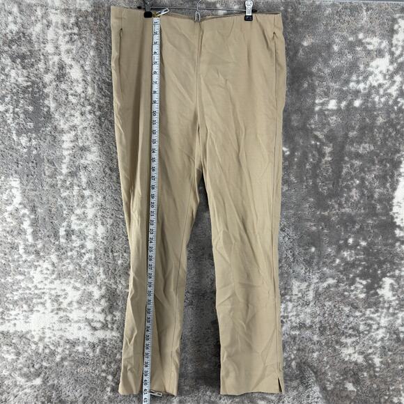 J Jill Size 16 Tall Stretch Cotton Blend Flat Front Pants Beige Zipper Pull On - Picture 3 of 12